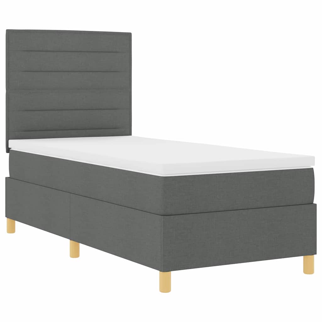 LED Box Spring Ágy matracmal Sötétszürke 100 x 200 cm szövet