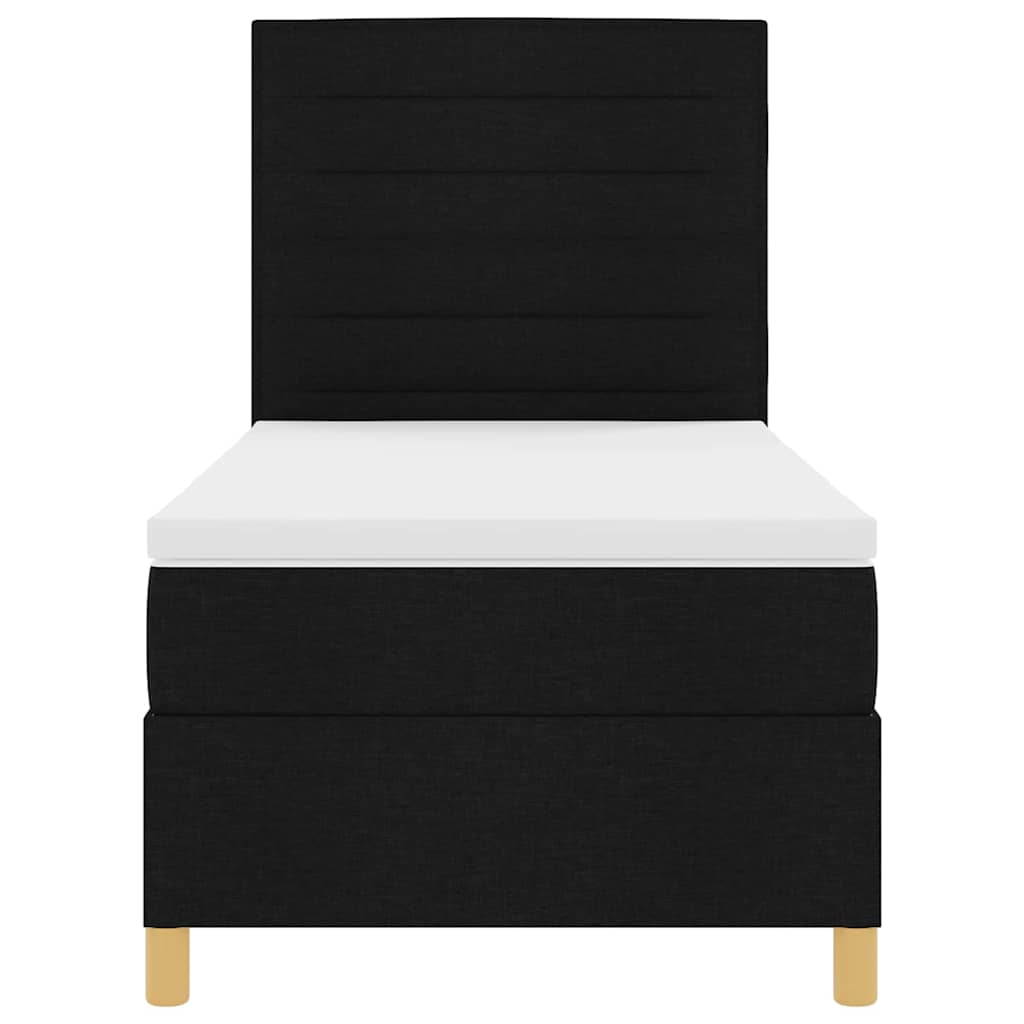 LED Box Spring Ágy matracmal Fekete 100 x 200 cm szövet