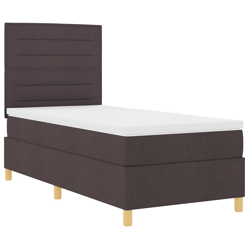 LED Box Spring Ágy fejtámlával Sötét Barna 100 x 200 cm szövet