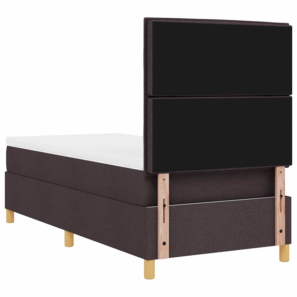 LED Box Spring Ágy fejtámlával Sötét Barna 100 x 200 cm szövet