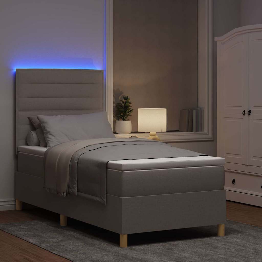 LED Box Spring Ágy matracmal Tópszínű 100 x 200 cm szövet