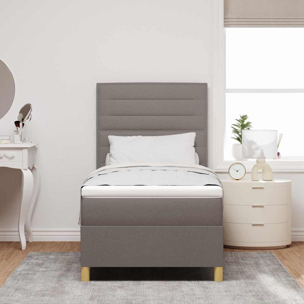 LED Box Spring Ágy matracmal Tópszínű 100 x 200 cm szövet