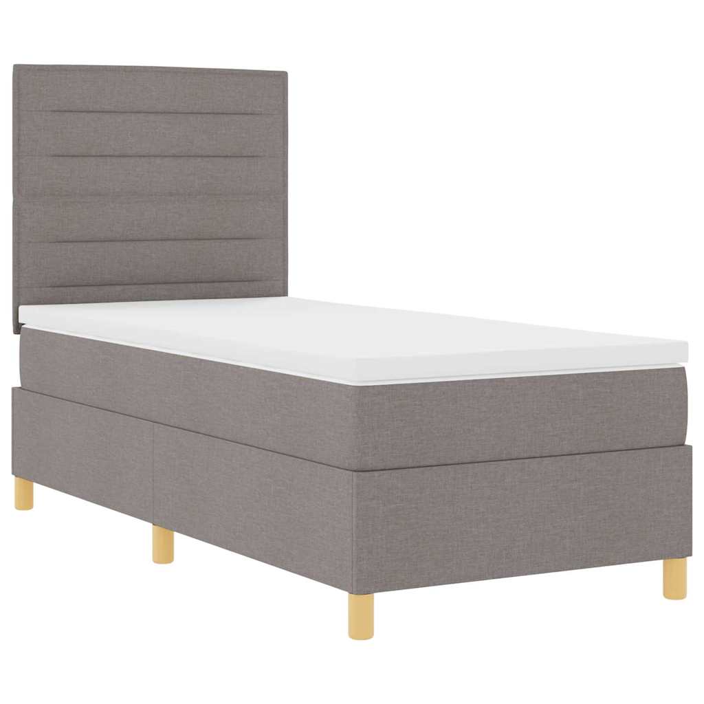 LED Box Spring Ágy matracmal Tópszínű 100 x 200 cm szövet