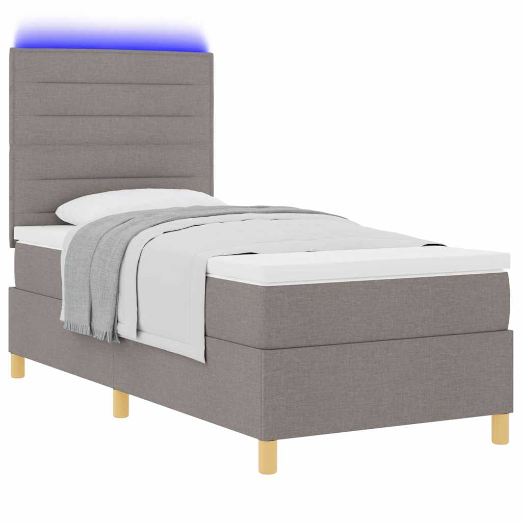 LED Box Spring Ágy matracmal Tópszínű 100 x 200 cm szövet