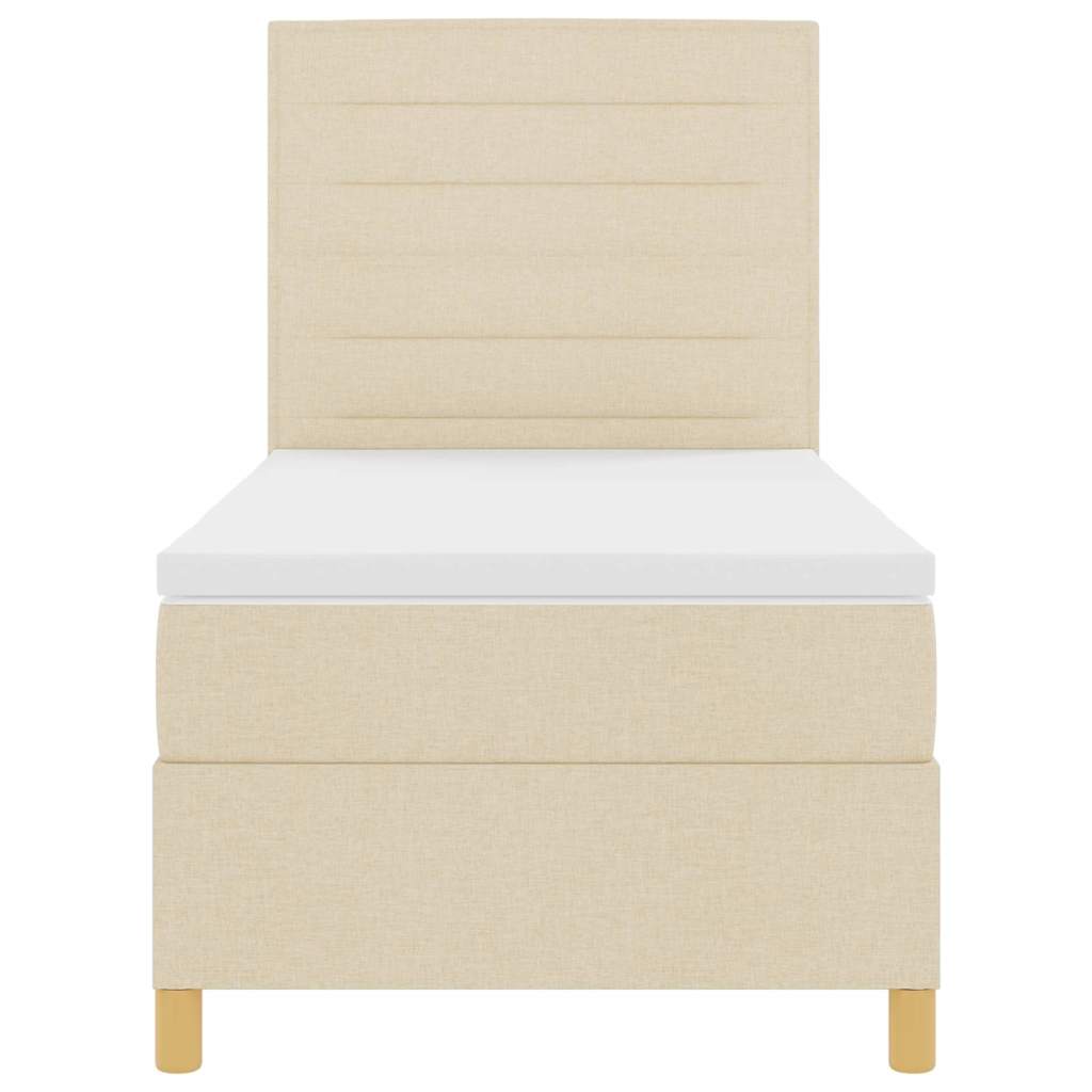 LED Box Spring Ágy matracmal Krém 100 x 200 cm szövet