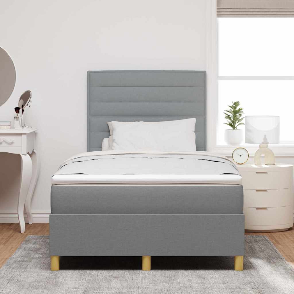 LED Box Spring Ágy matracmal Világosszürke 120 x 190 cm szövet