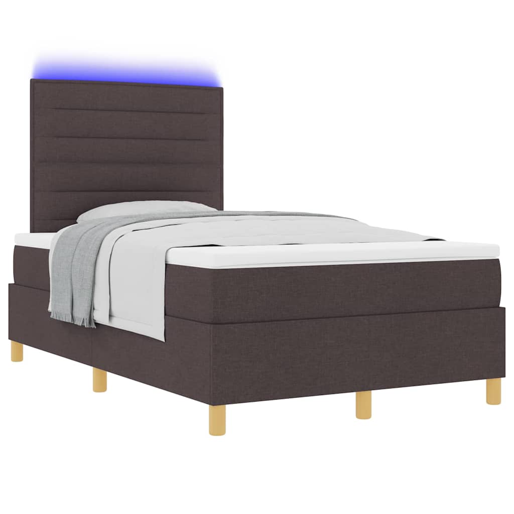 LED Box Spring Ágy fejtámlával Sötét Barna 120 x 190 cm szövet