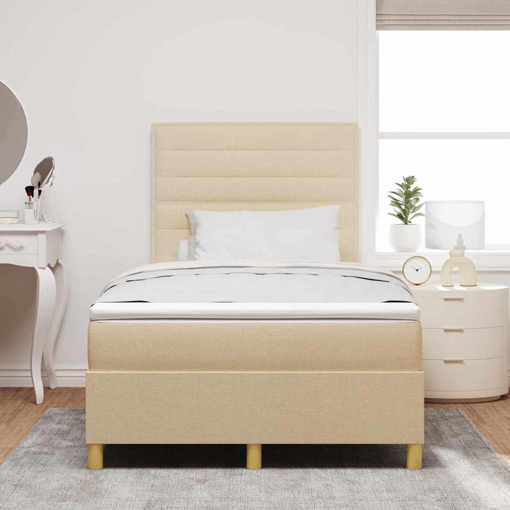 LED Box Spring Ágy fejtámlával Krém 120 x 190 cm szövet