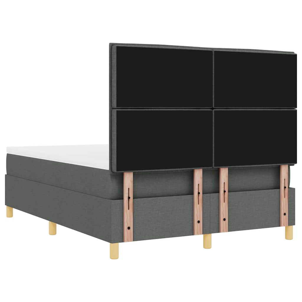 LED Box Spring Ágy matracmal Sötétszürke 140 x 190 cm szövet