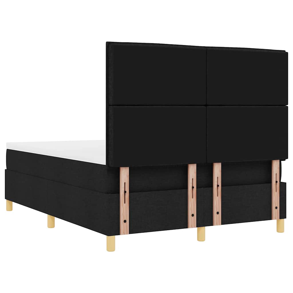 LED Box Spring Ágy matracmal Fekete 140 x 190 cm szövet