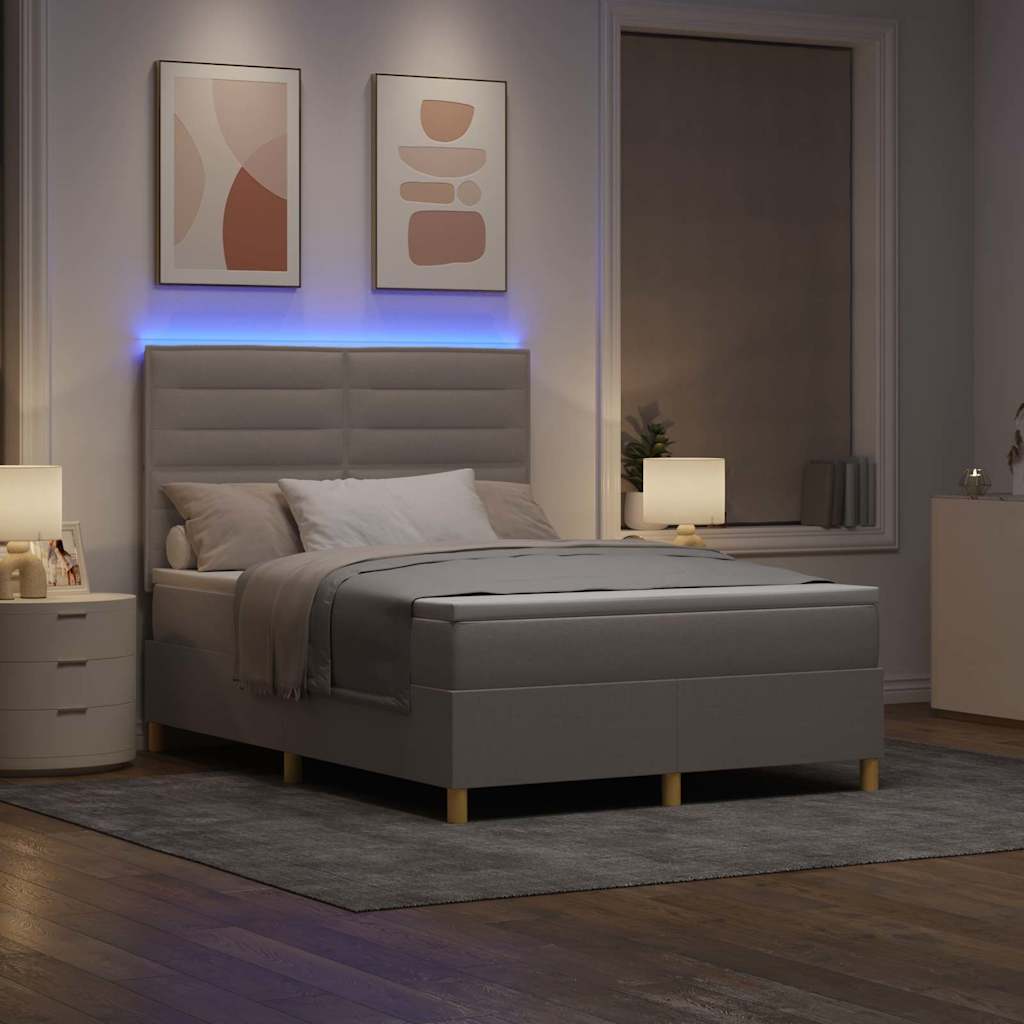 LED Box Spring Ágy matracmal Tópszínű 140 x 190 cm szövet