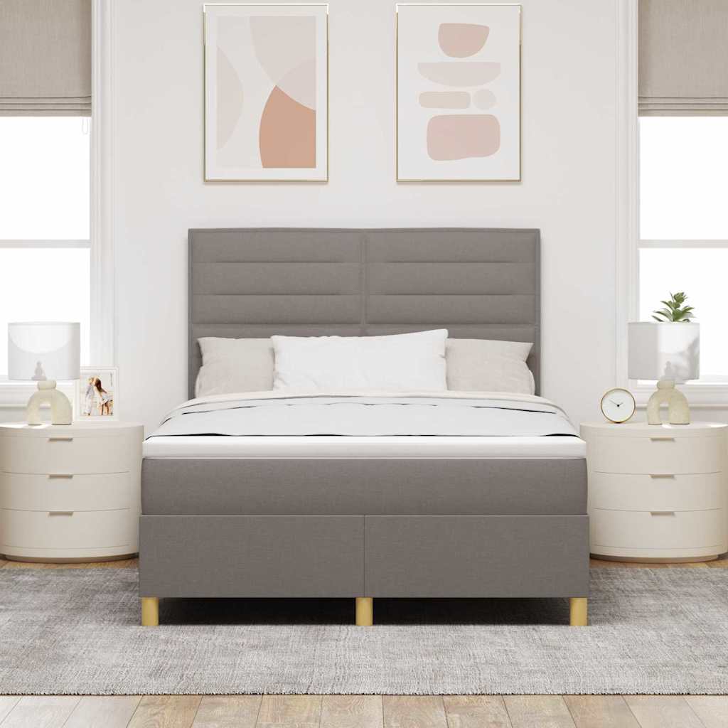 LED Box Spring Ágy matracmal Tópszínű 140 x 190 cm szövet