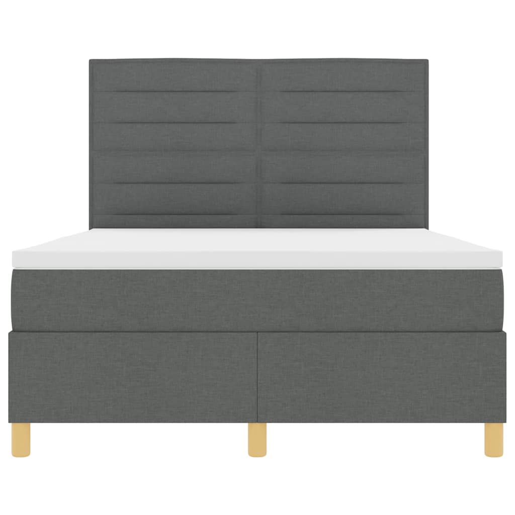 LED Box Spring Ágy matracmal Sötétszürke 140 x 200 cm szövet