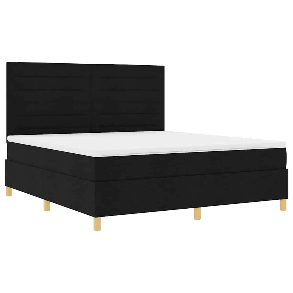 LED Box Spring Ágy matracmal Fekete 180 x 200 cm szövet