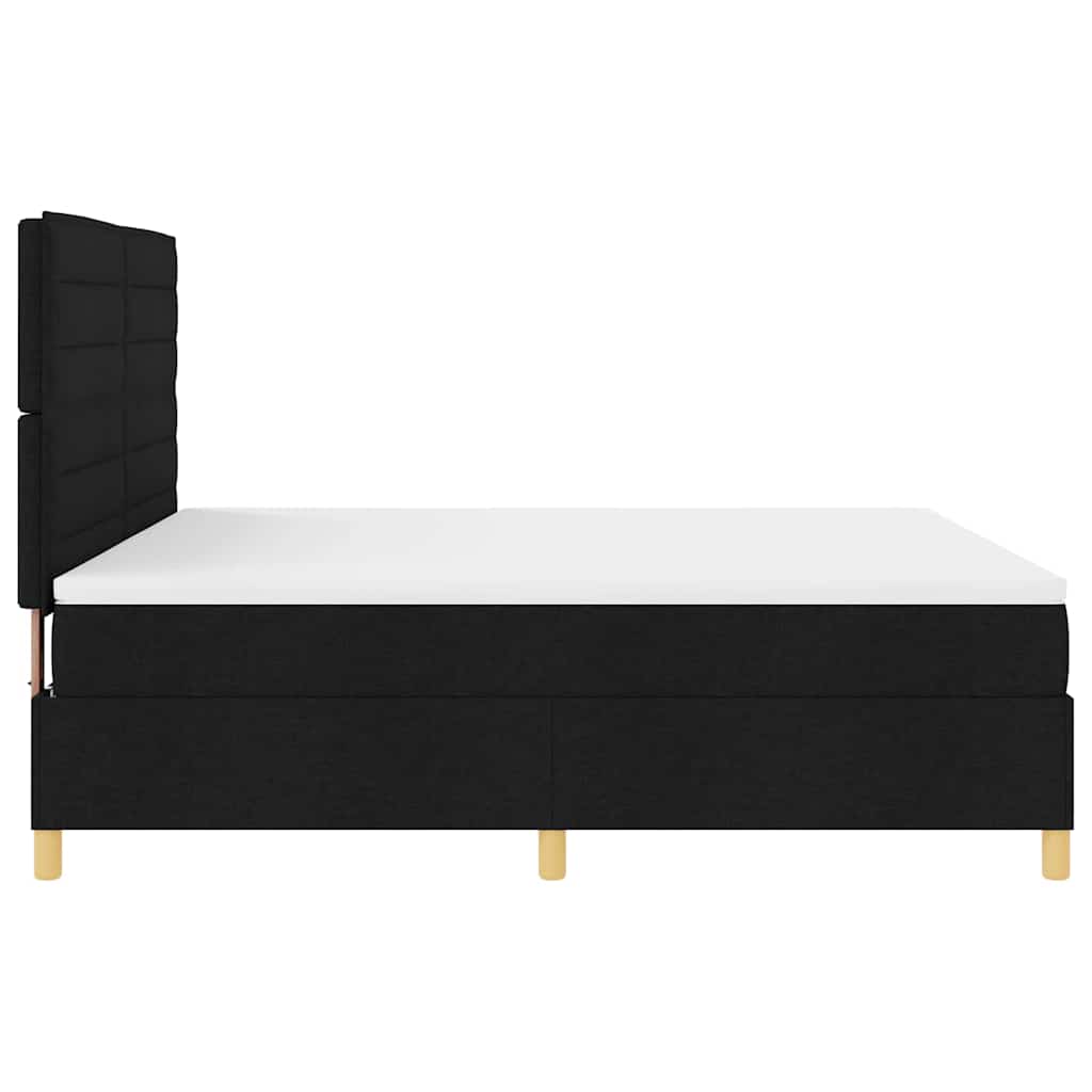 LED Box Spring Ágy matracmal Fekete 180 x 200 cm szövet