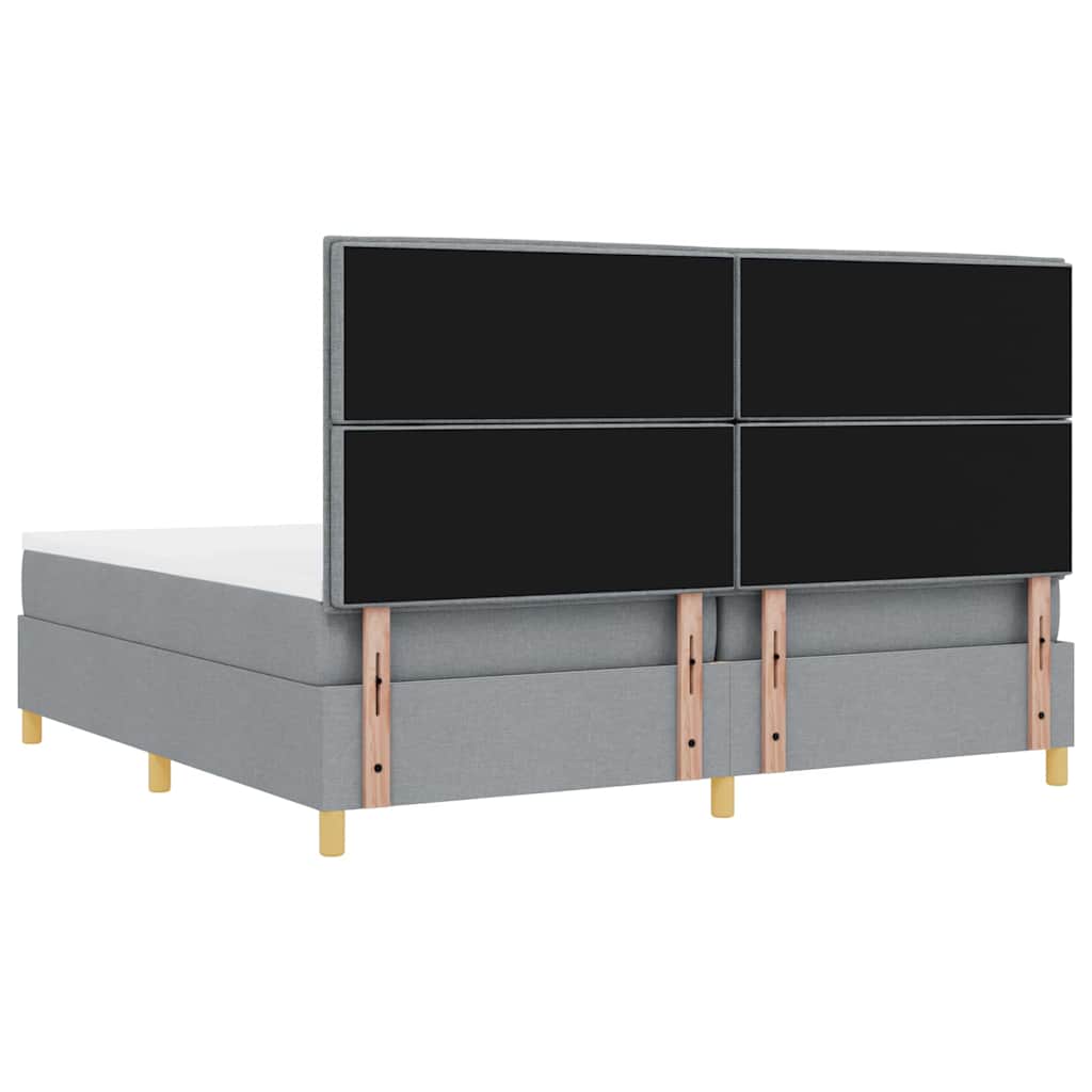 LED Box Spring Ágy matracmal Világosszürke 200 x 200 cm szövet