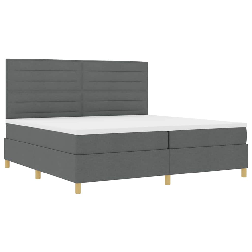 LED Box Spring Ágy matracmal Sötétszürke 200 x 200 cm szövet