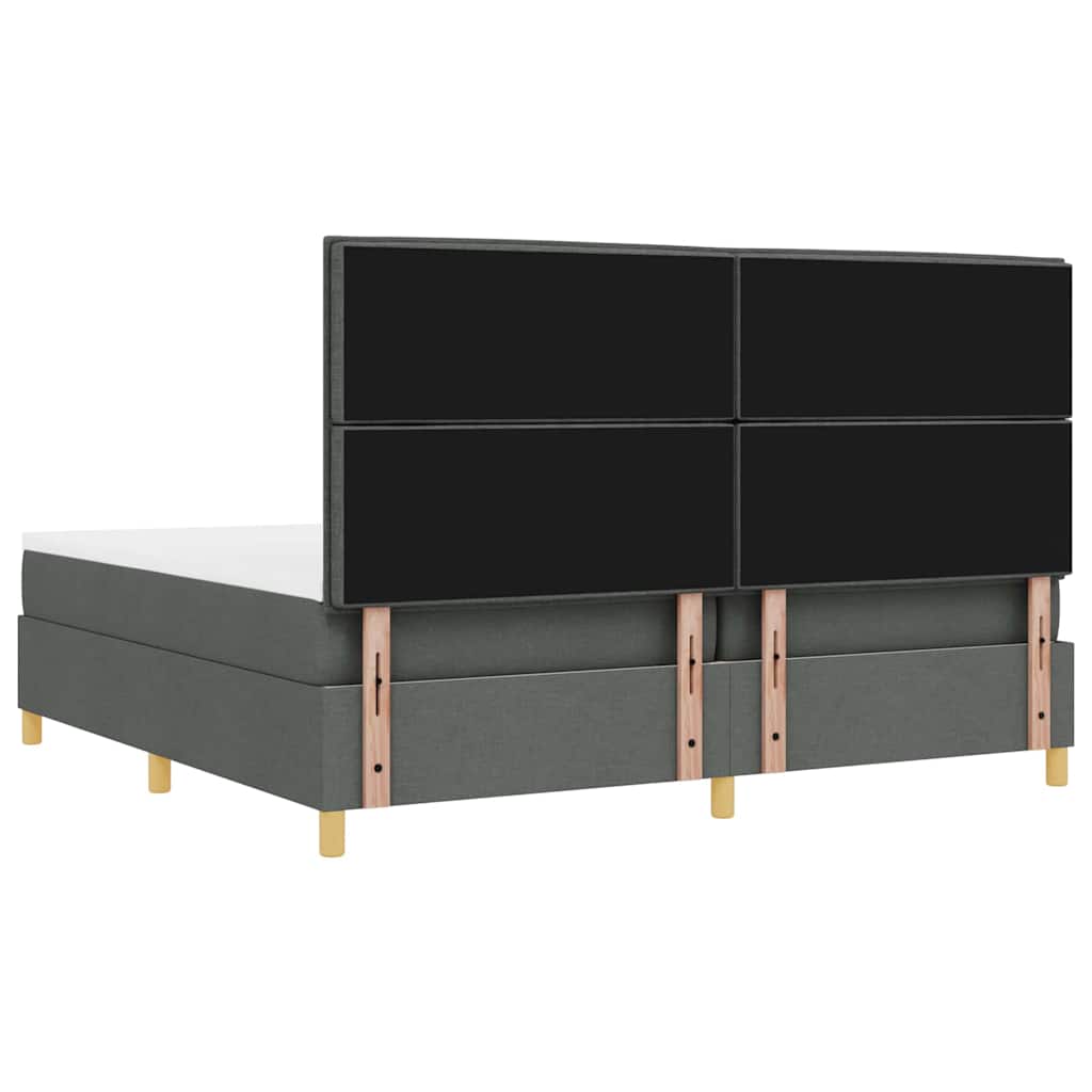 LED Box Spring Ágy matracmal Sötétszürke 200 x 200 cm szövet
