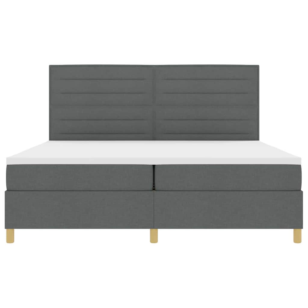 LED Box Spring Ágy matracmal Sötétszürke 200 x 200 cm szövet