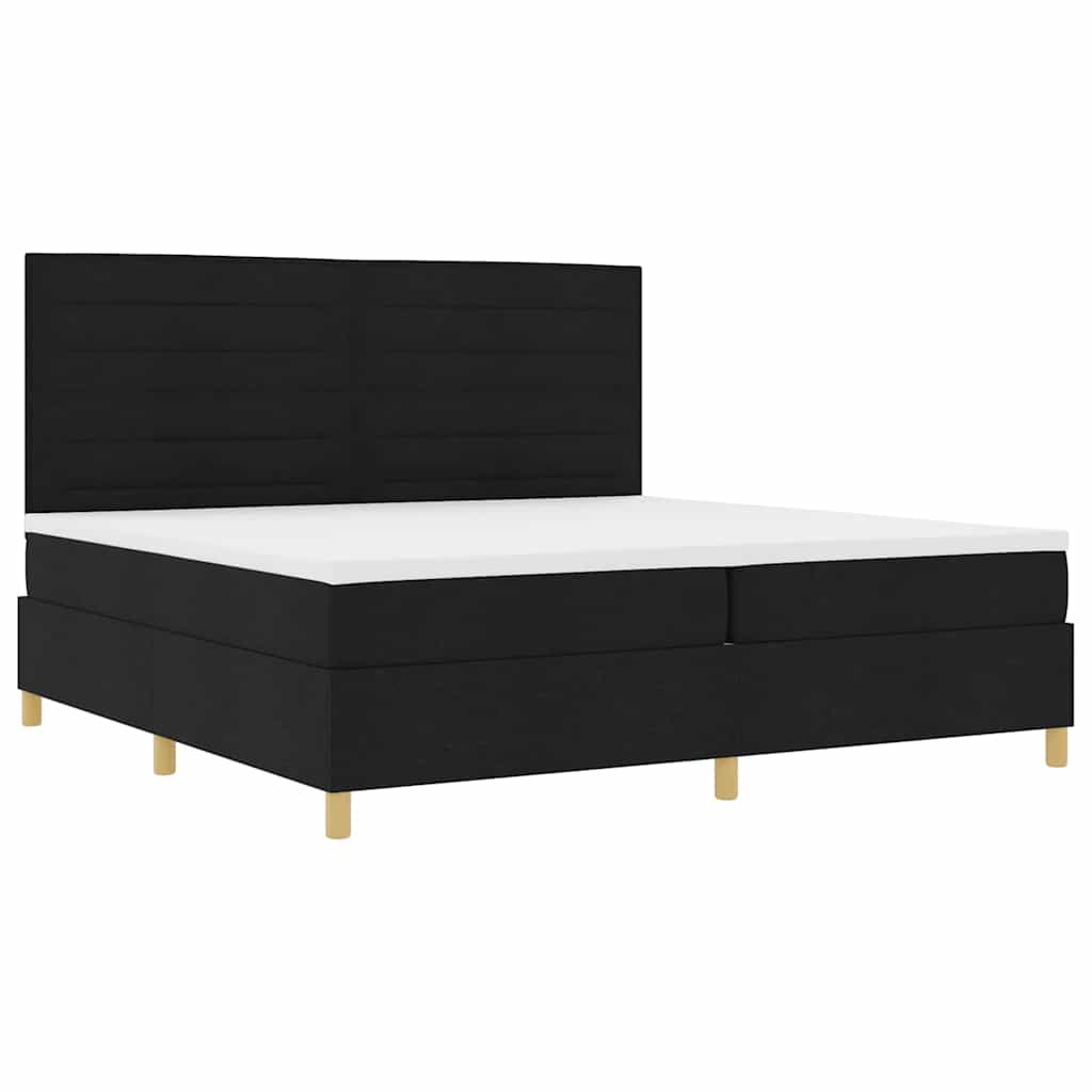 LED Box Spring Ágy matracmal Fekete 200 x 200 cm szövet