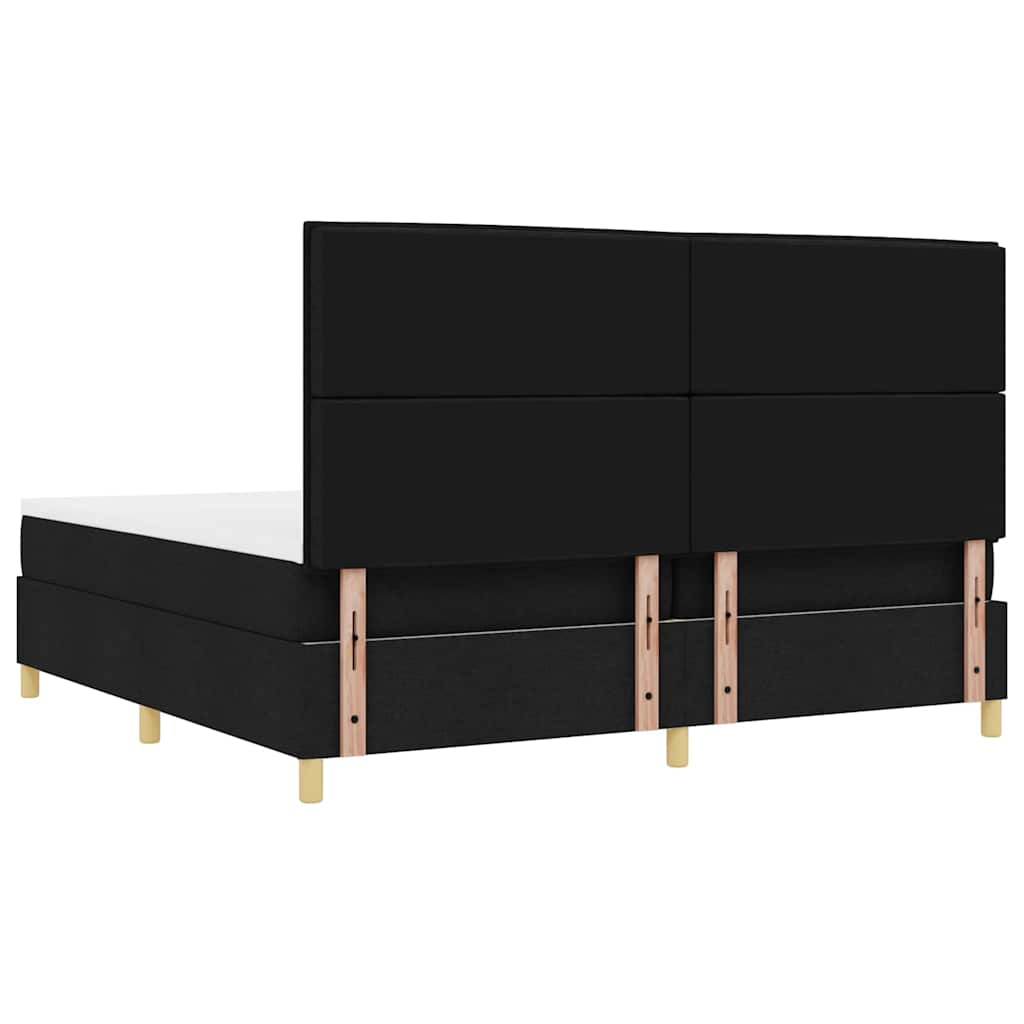 LED Box Spring Ágy matracmal Fekete 200 x 200 cm szövet
