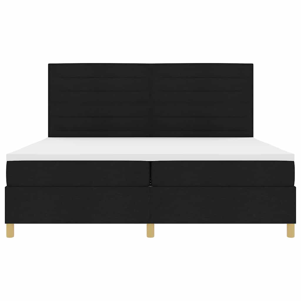 LED Box Spring Ágy matracmal Fekete 200 x 200 cm szövet