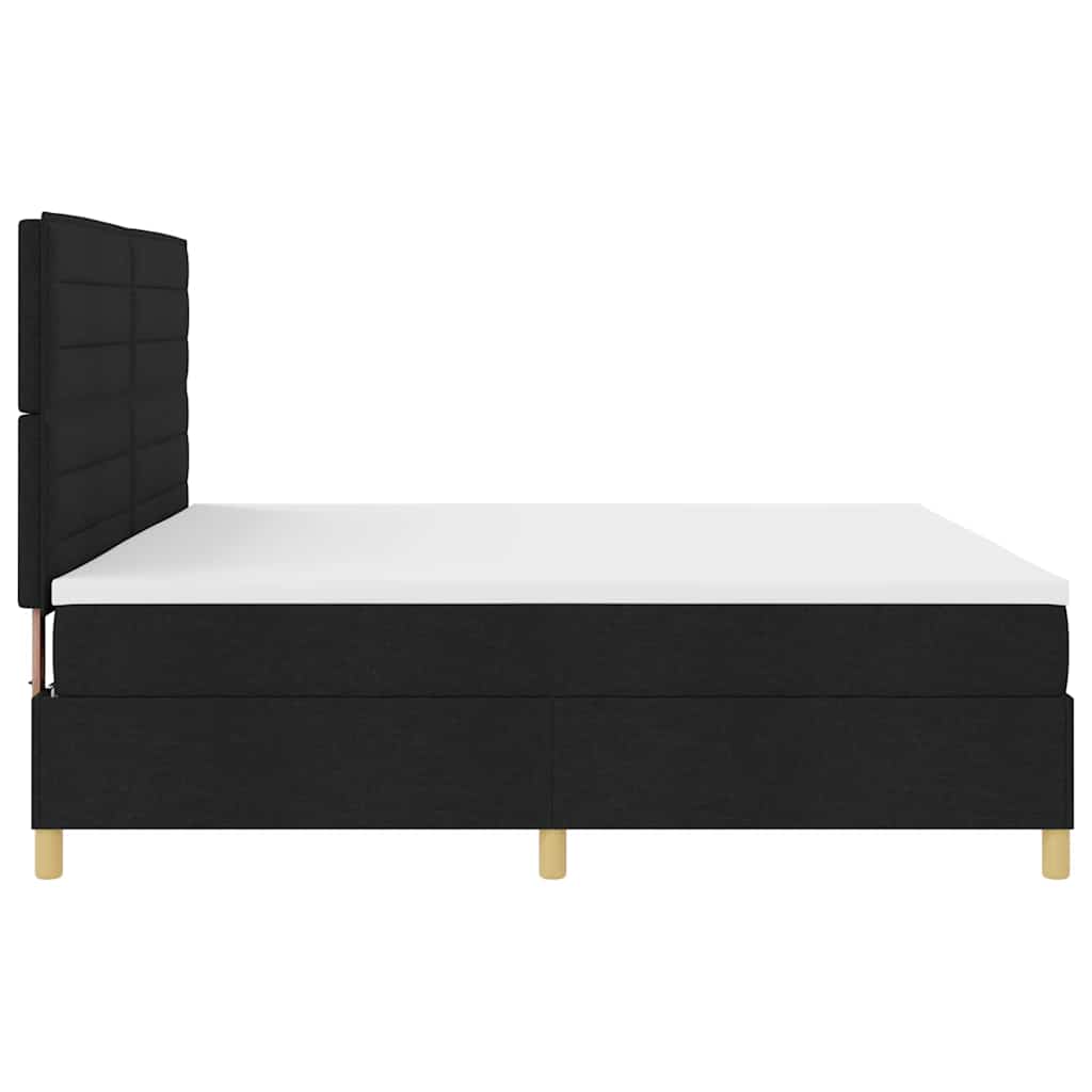LED Box Spring Ágy matracmal Fekete 200 x 200 cm szövet