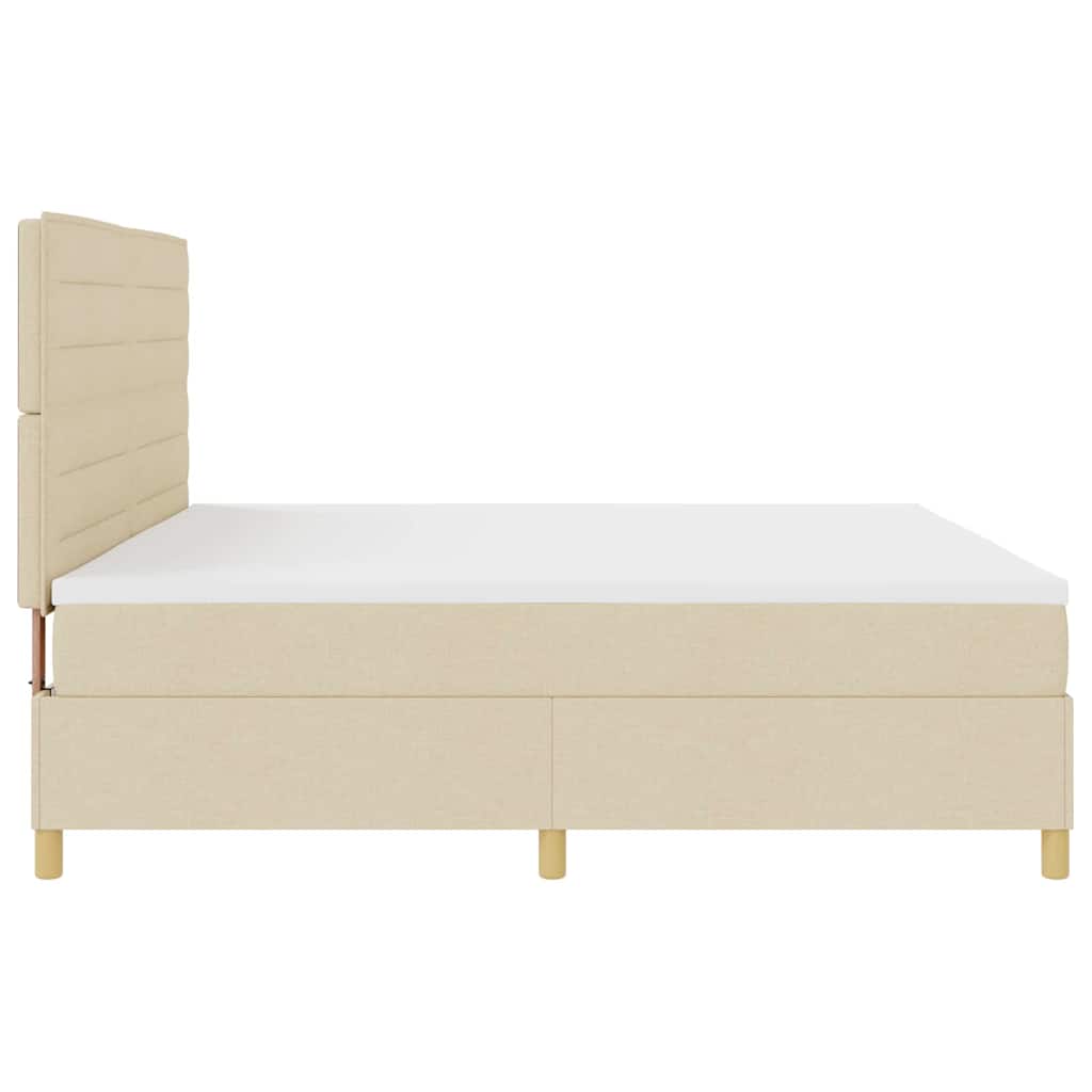 LED Box Spring Ágy fejtámlával Krém 200 x 200 cm szövet