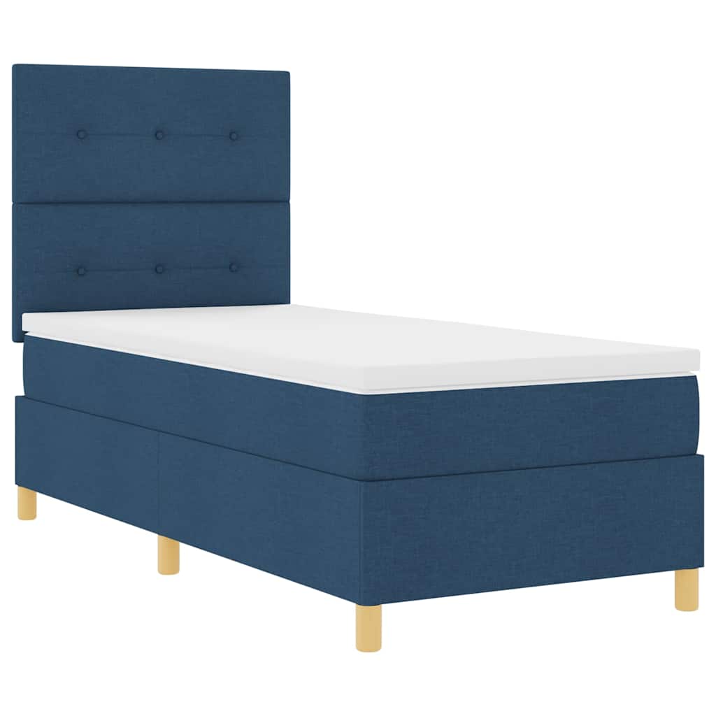 LED Box Spring Ágy fejtámlával Kék 90 x 190 cm szövet