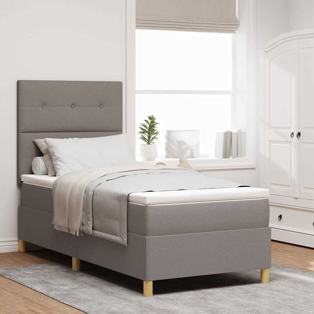 LED Box Spring Ágy fejtámlával Tópszínű 90 x 200 cm szövet
