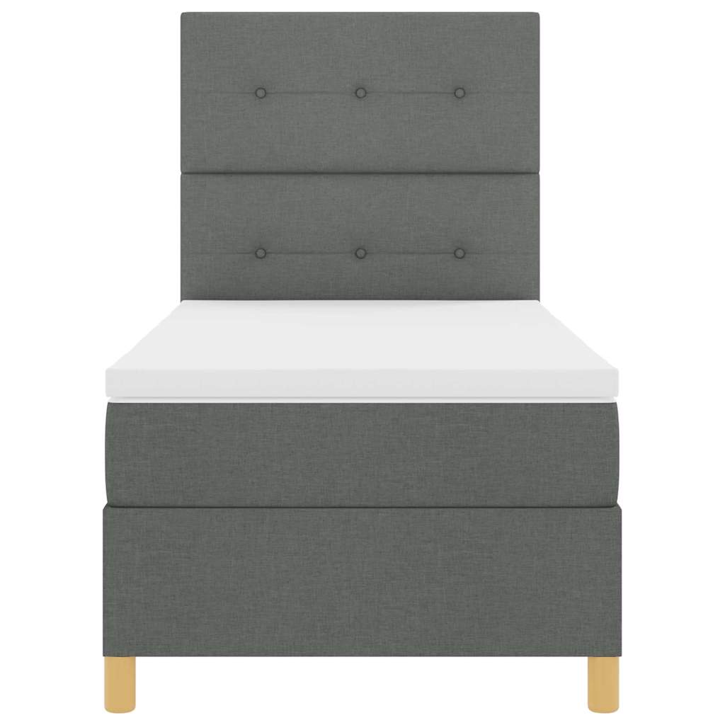 LED Box Spring Ágy fejtámlával Sötétszürke 100 x 200 cm szövet