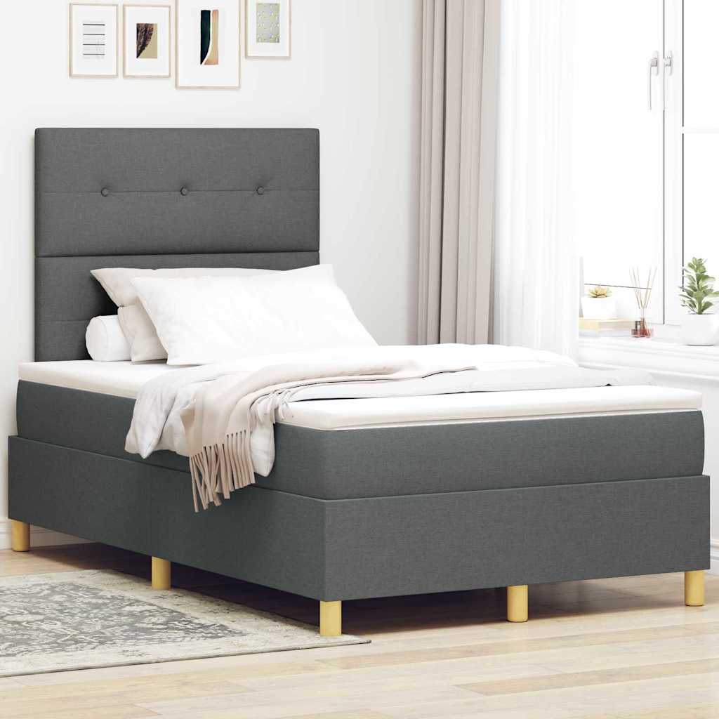 LED Box Spring Ágy fejtámlával Sötétszürke 120 x 190 cm szövet