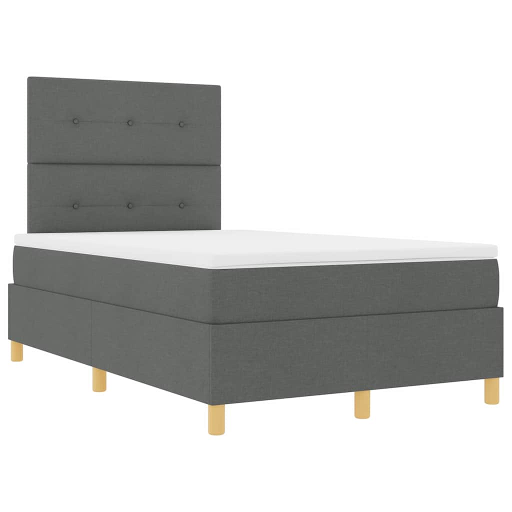 LED Box Spring Ágy fejtámlával Sötétszürke 120 x 190 cm szövet