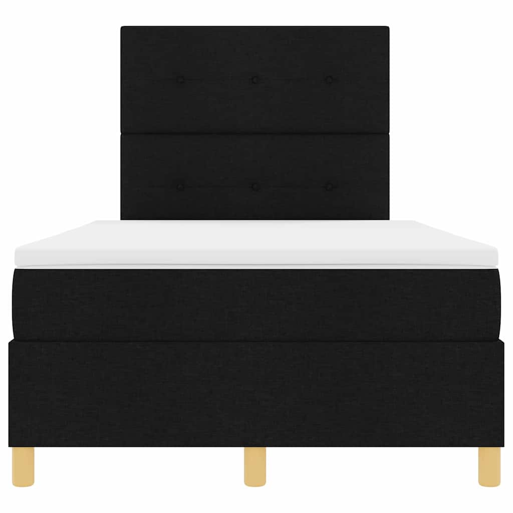 LED Box Spring Ágy fejtámlával Fekete 120 x 190 cm szövet