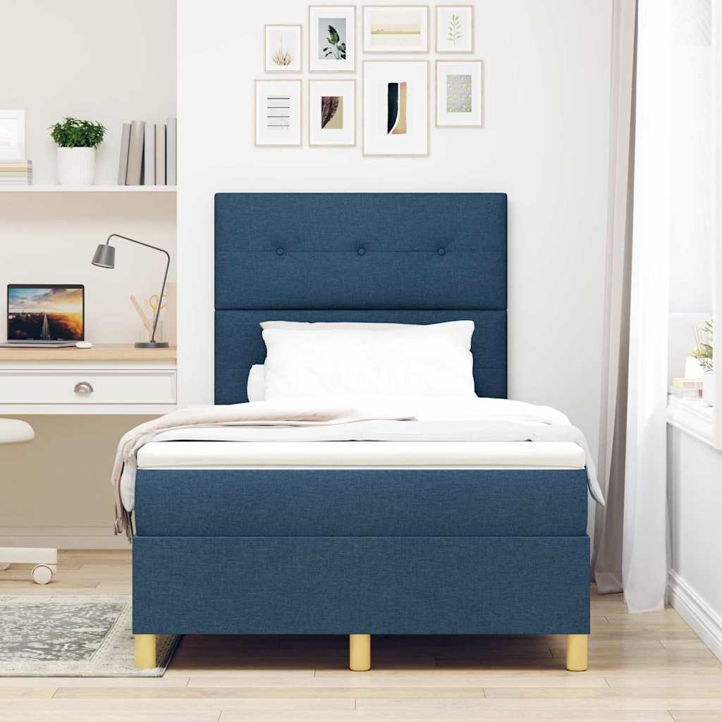 LED Box Spring Ágy matracmal Kék 120 x 190 cm szövet