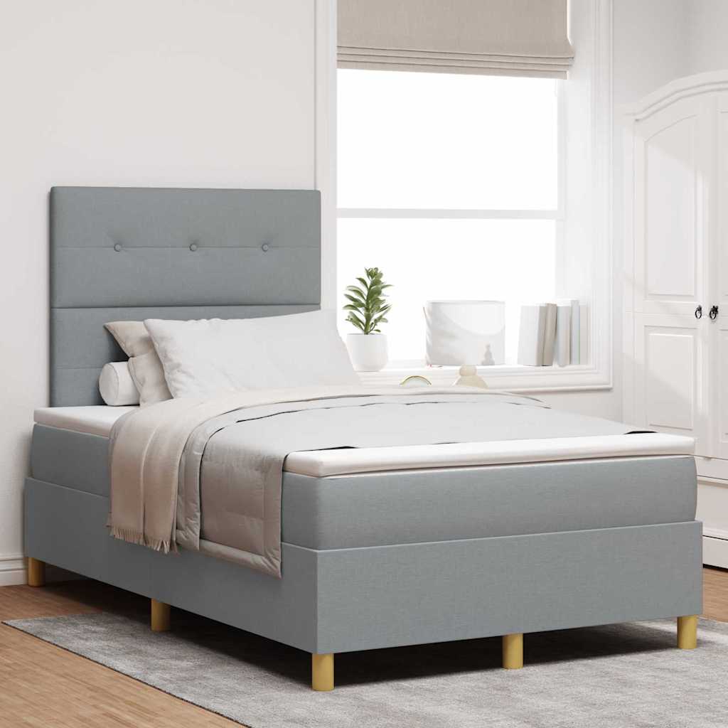 LED Box Spring Ágy Világosszürke 120 x 200 cm szövet