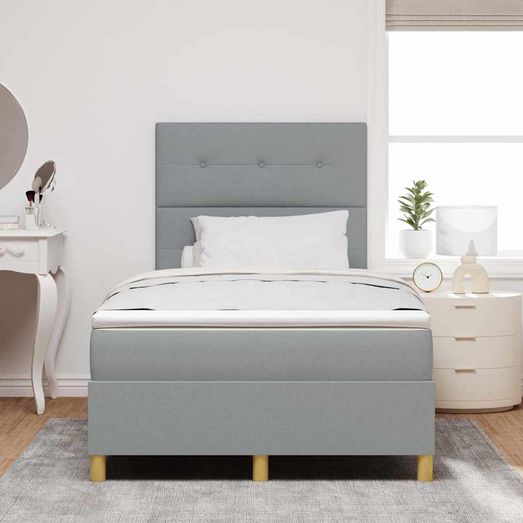 LED Box Spring Ágy Világosszürke 120 x 200 cm szövet