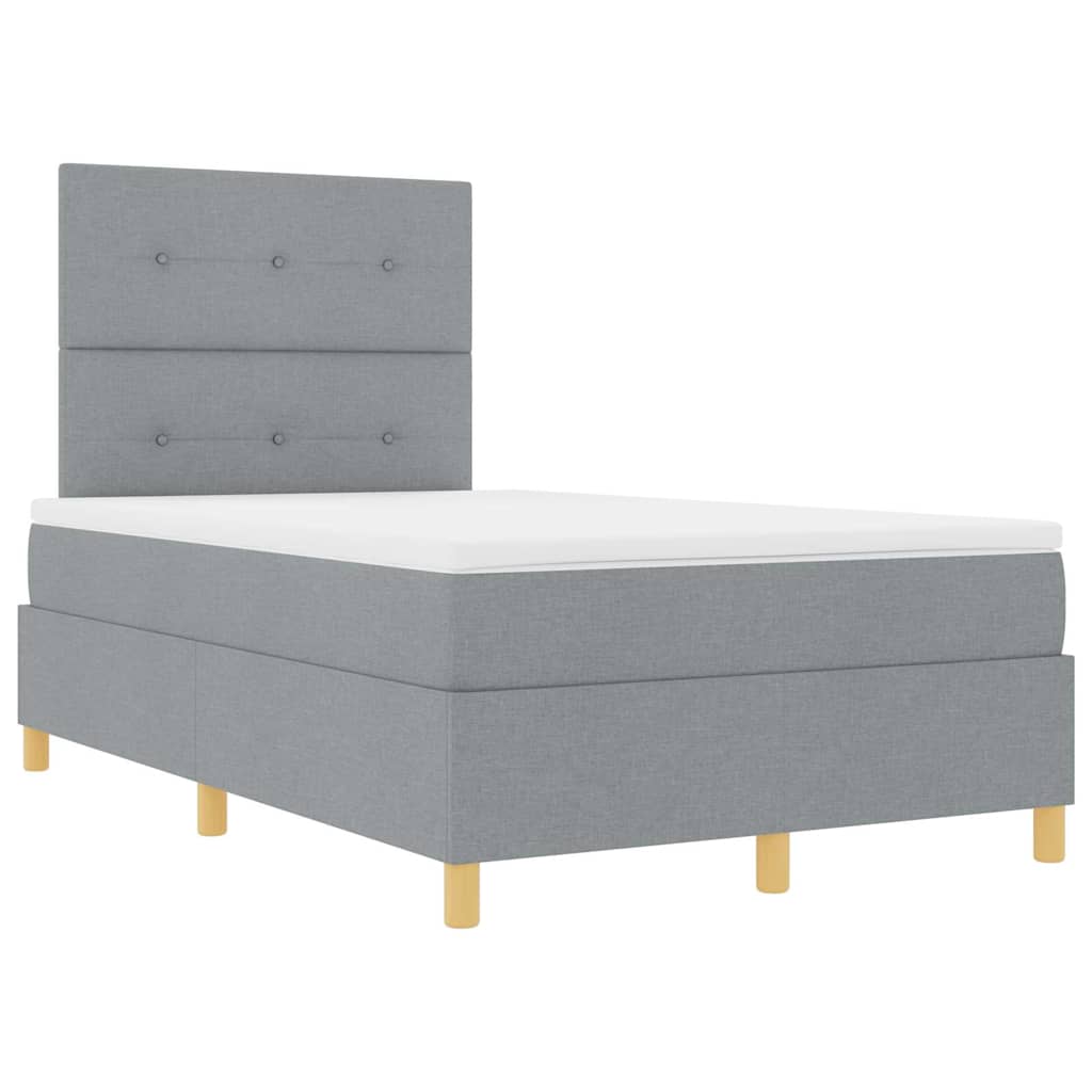 LED Box Spring Ágy Világosszürke 120 x 200 cm szövet