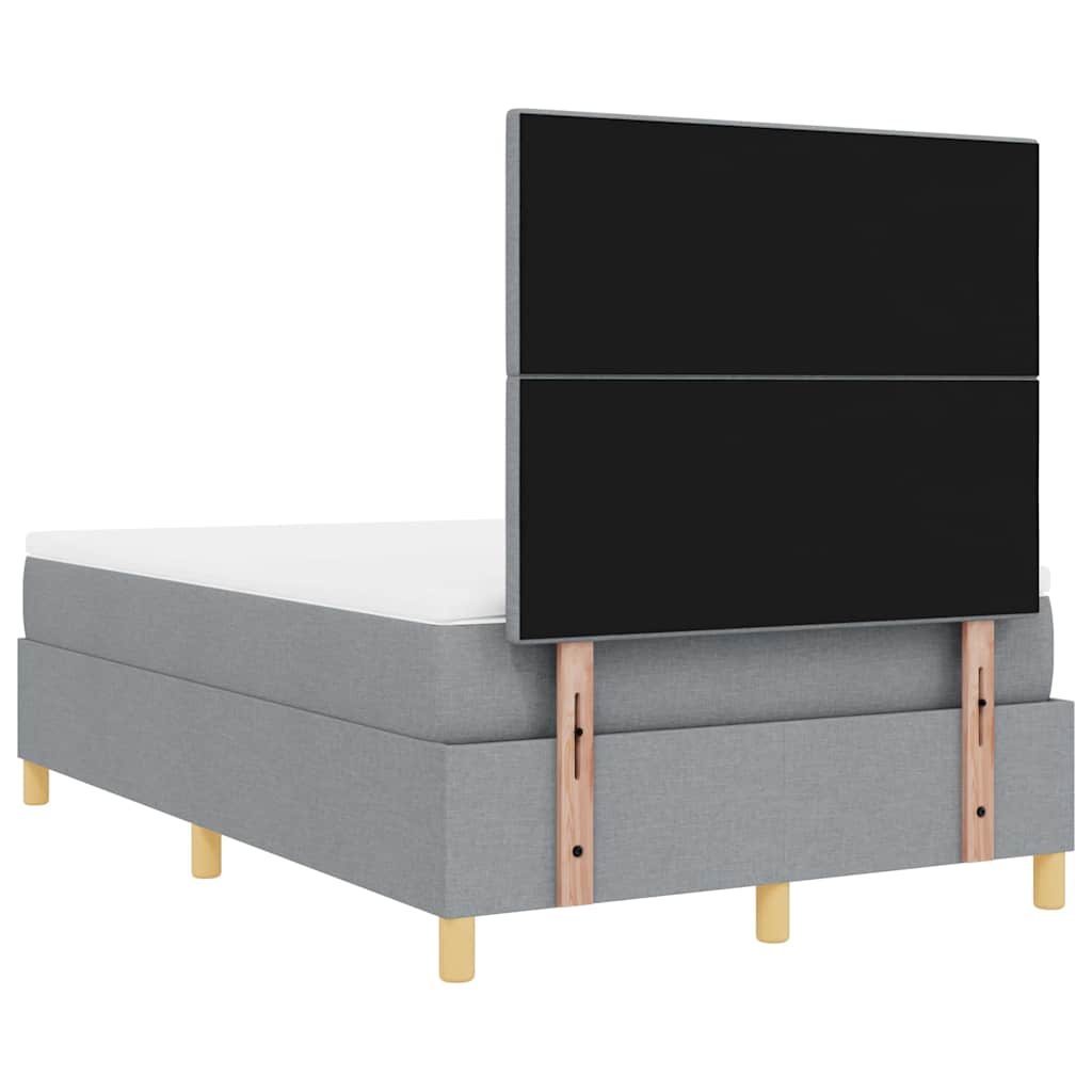 LED Box Spring Ágy Világosszürke 120 x 200 cm szövet