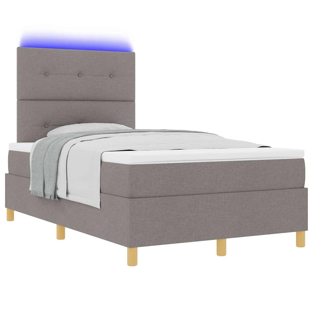 LED Box Spring Ágy párnával Tópszínű 120 x 200 cm szövet