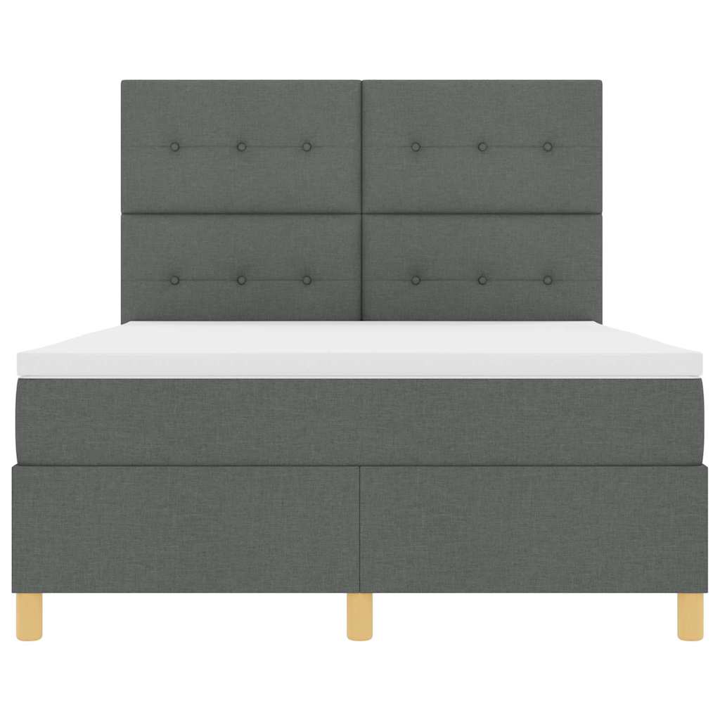 LED Box Spring Ágy fejtámlával Sötétszürke 140 x 190 cm szövet