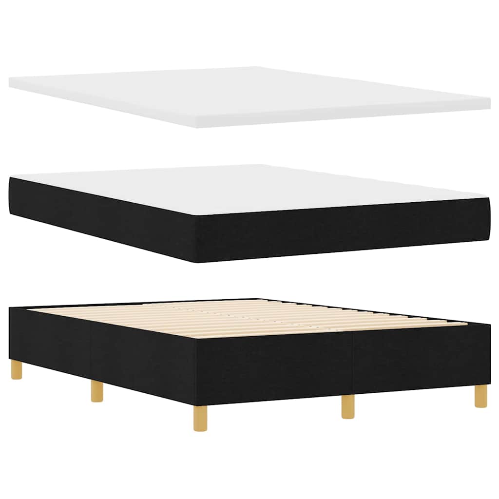LED Box Spring Ágy fejtámlával Fekete 140 x 190 cm szövet