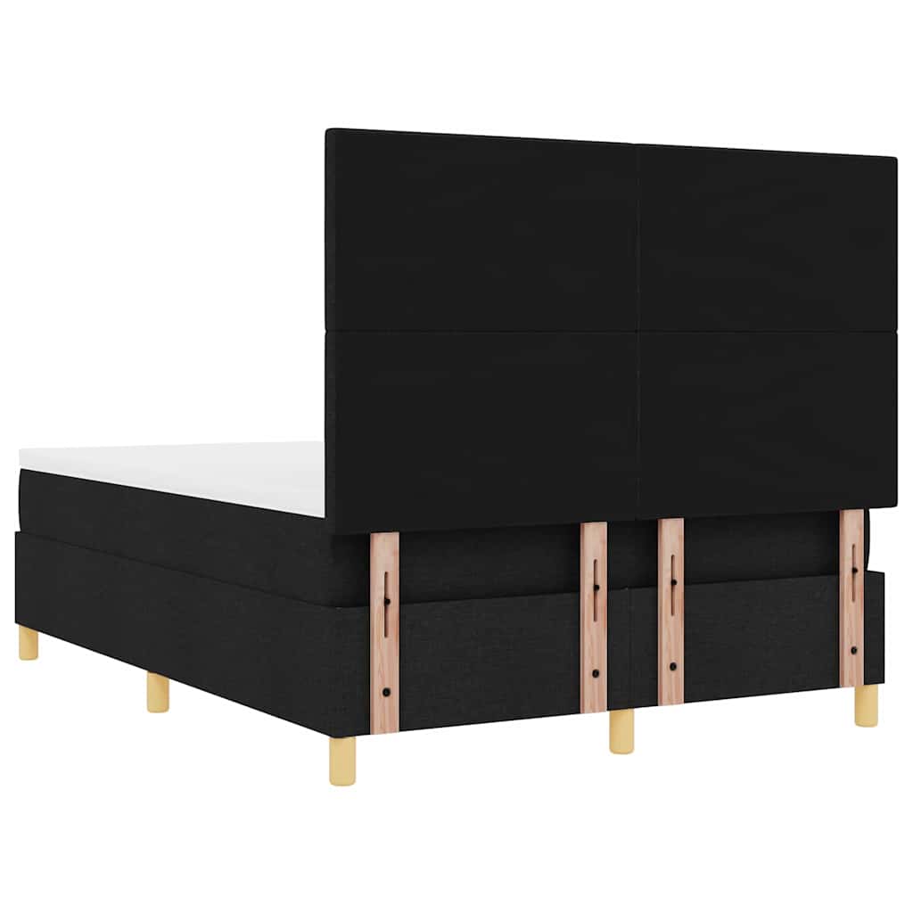 LED Box Spring Ágy fejtámlával Fekete 140 x 190 cm szövet
