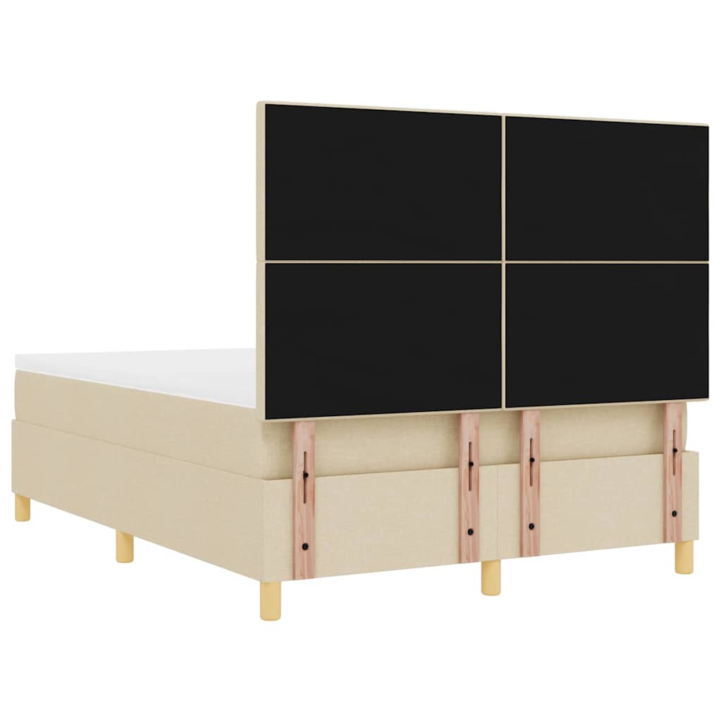 LED Box Spring Ágy matracmal Krém 140 x 190 cm szövet