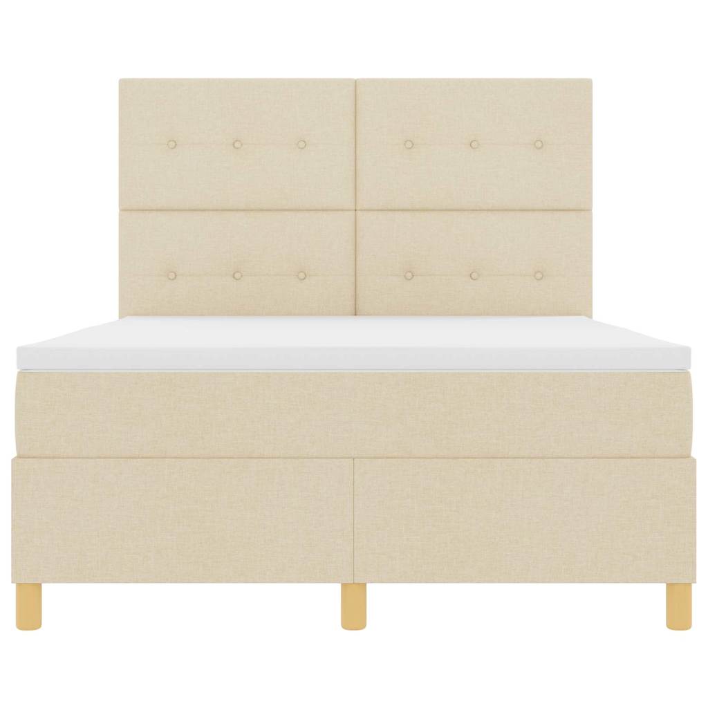 LED Box Spring Ágy matracmal Krém 140 x 190 cm szövet