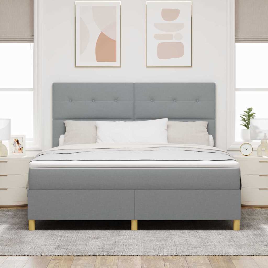 LED Box Spring Ágy matracmal Világosszürke 180 x 200 cm szövet