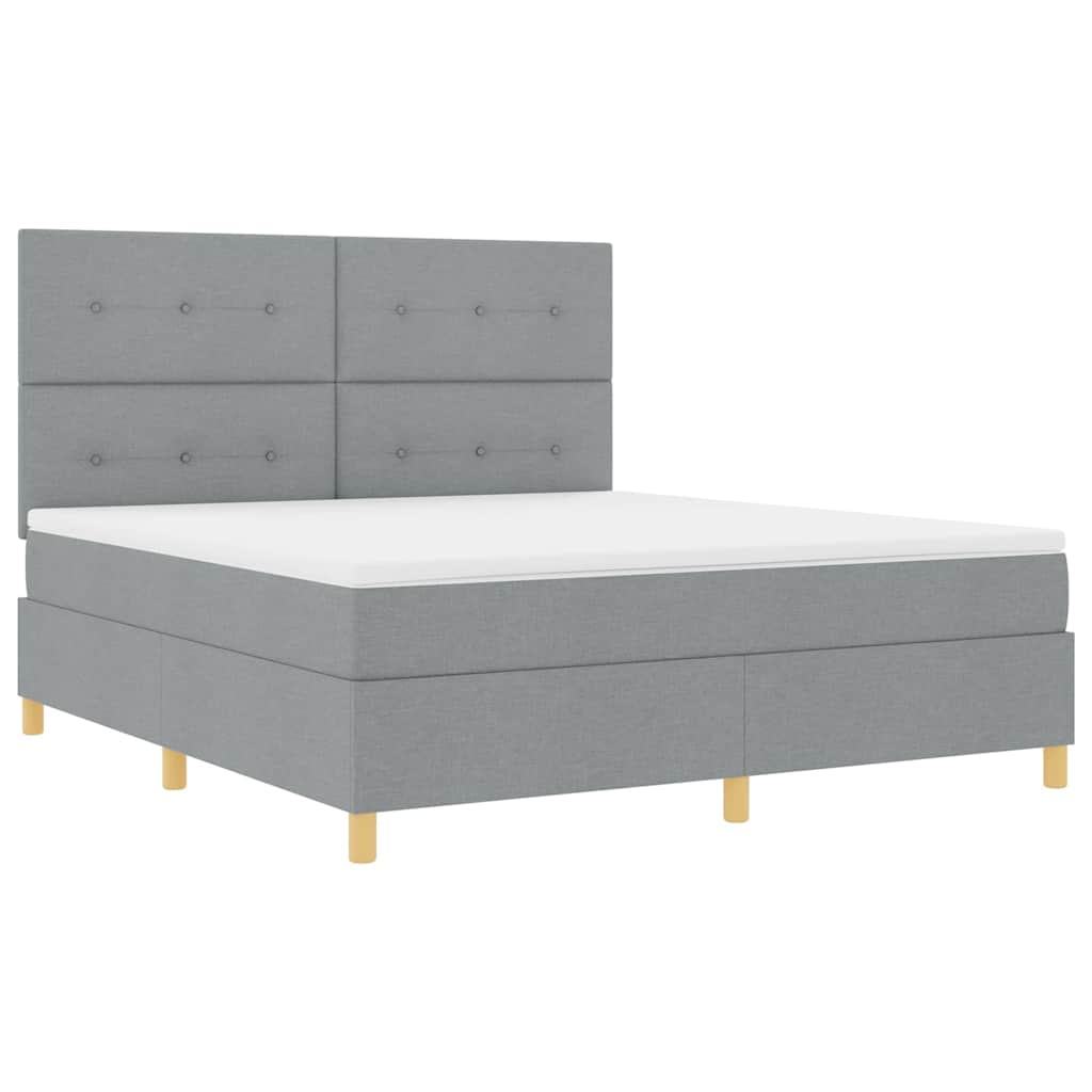 LED Box Spring Ágy matracmal Világosszürke 180 x 200 cm szövet
