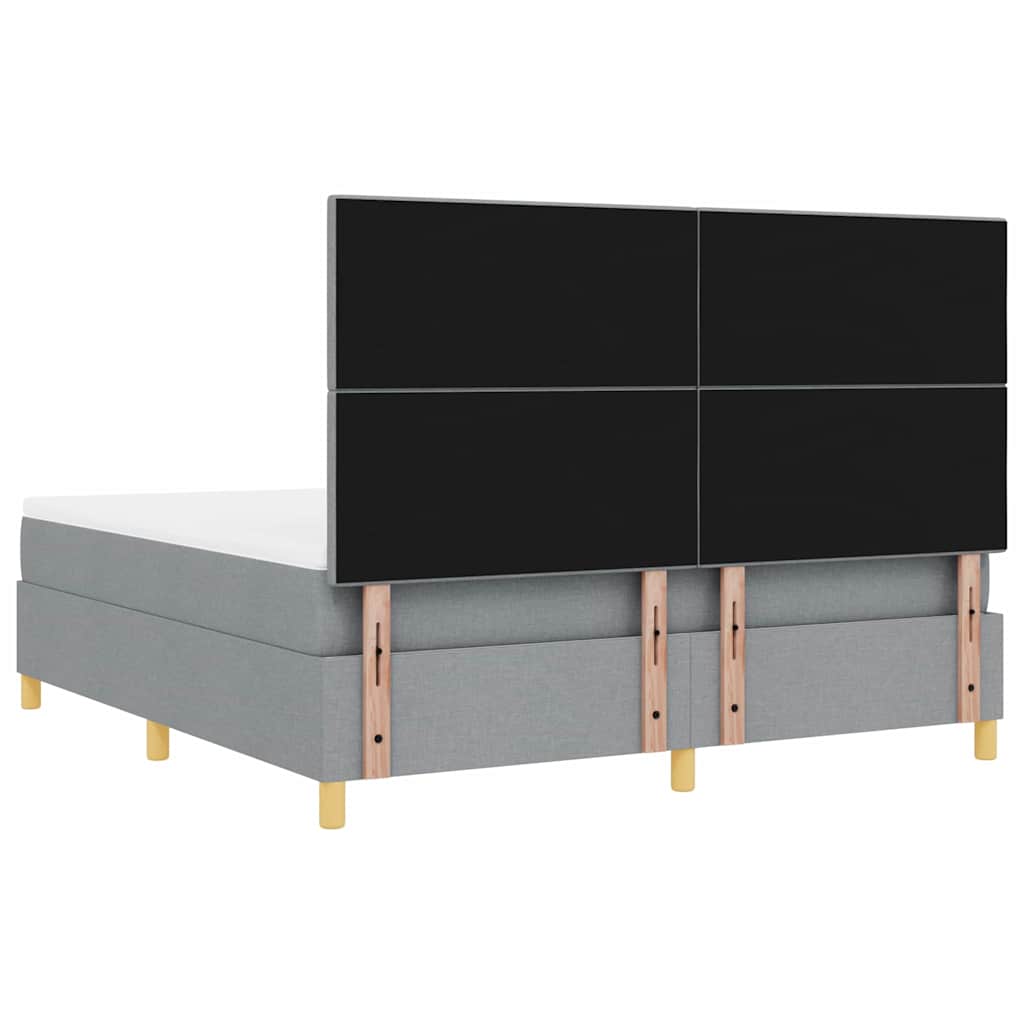 LED Box Spring Ágy Világosszürke 180 x 200 cm szövet