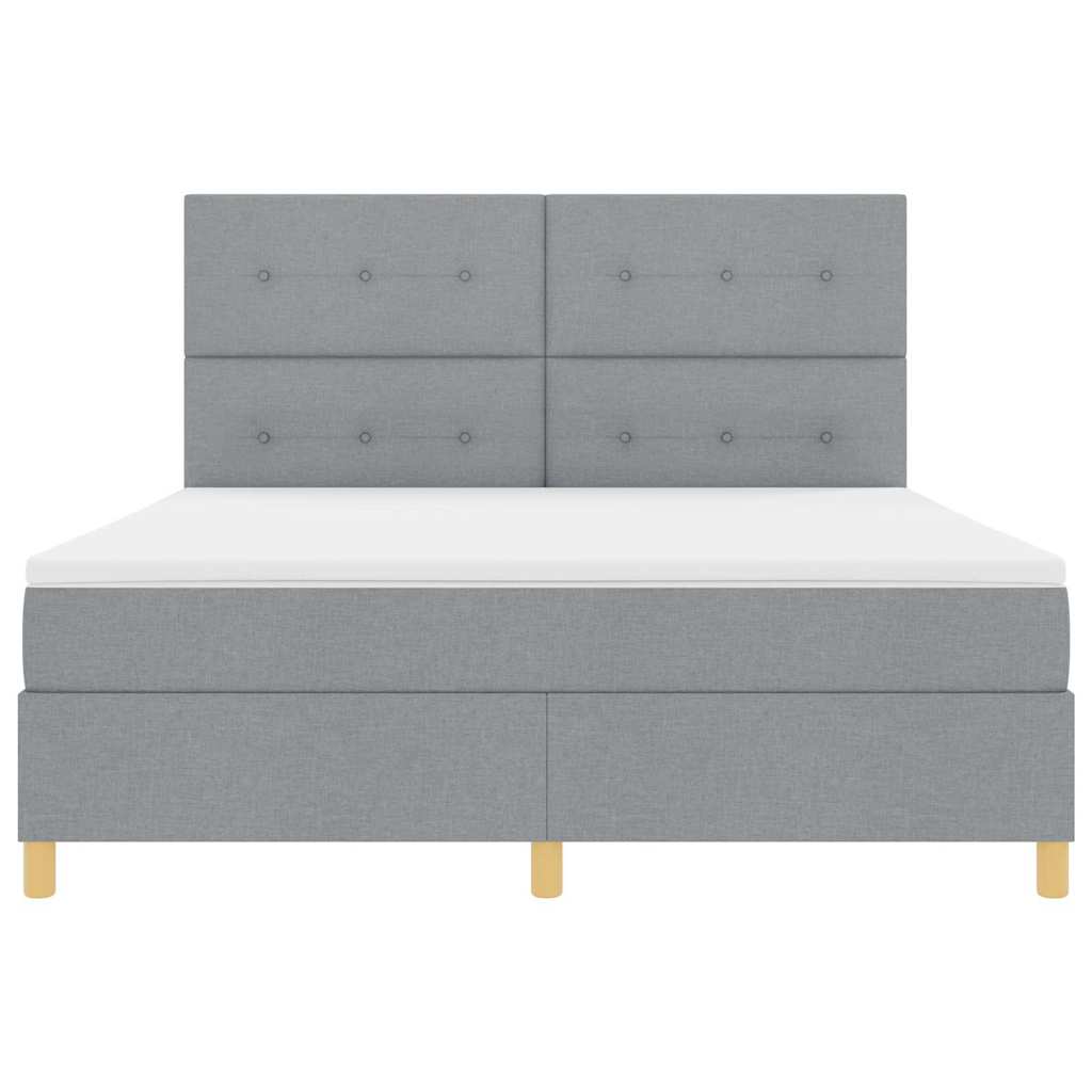 LED Box Spring Ágy matracmal Világosszürke 180 x 200 cm szövet