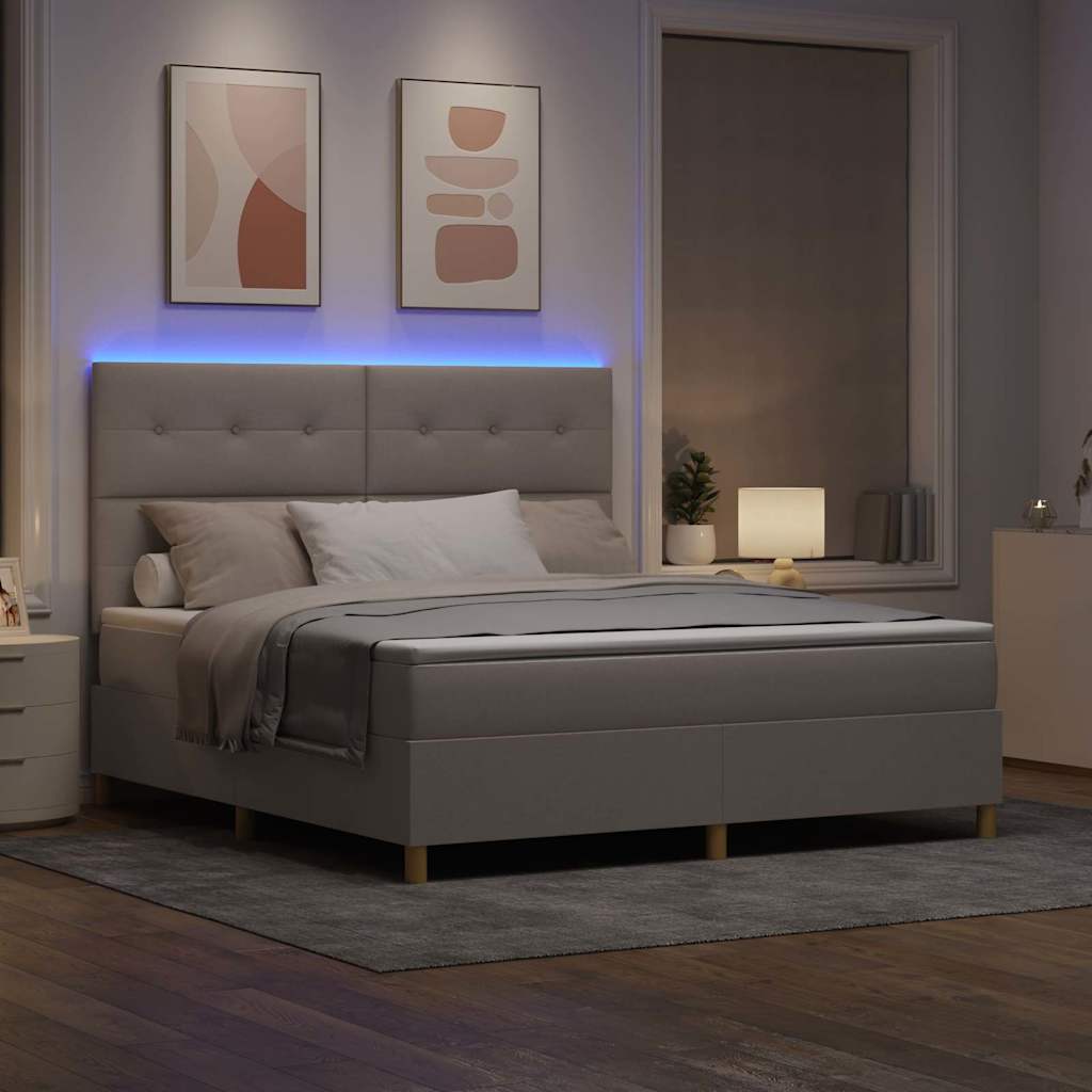 LED Box Spring Ágy fejtámlával Tópszínű 180 x 200 cm szövet